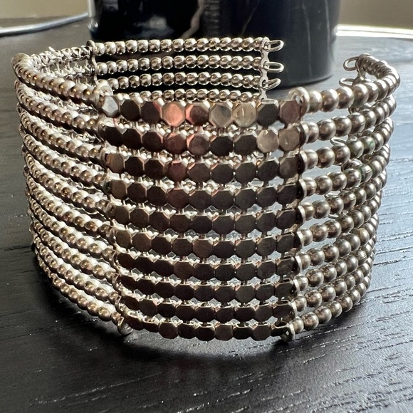Vintage Silver Beaded Cuff Fashion Bracelet - One Size - Picture 3 of 7